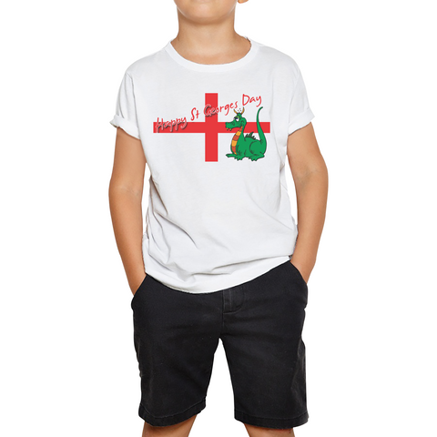 Happy St. George's Day Cute Dragon England Flag Funny Saint George Kids T Shirt