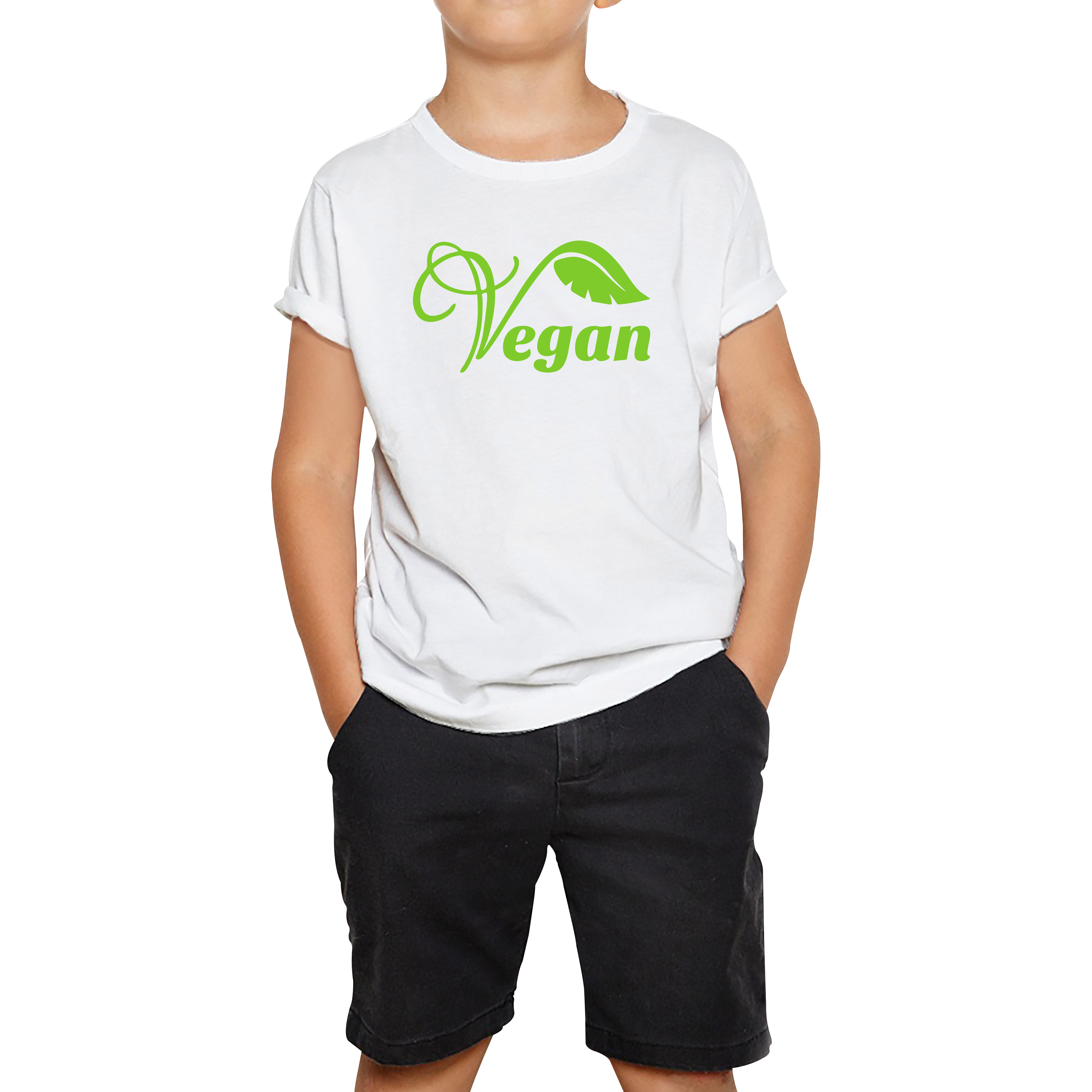 Vegan Logo Green V Leaf Vegetarian Foodie Peoples Vegan Symbol Kids T Shirt