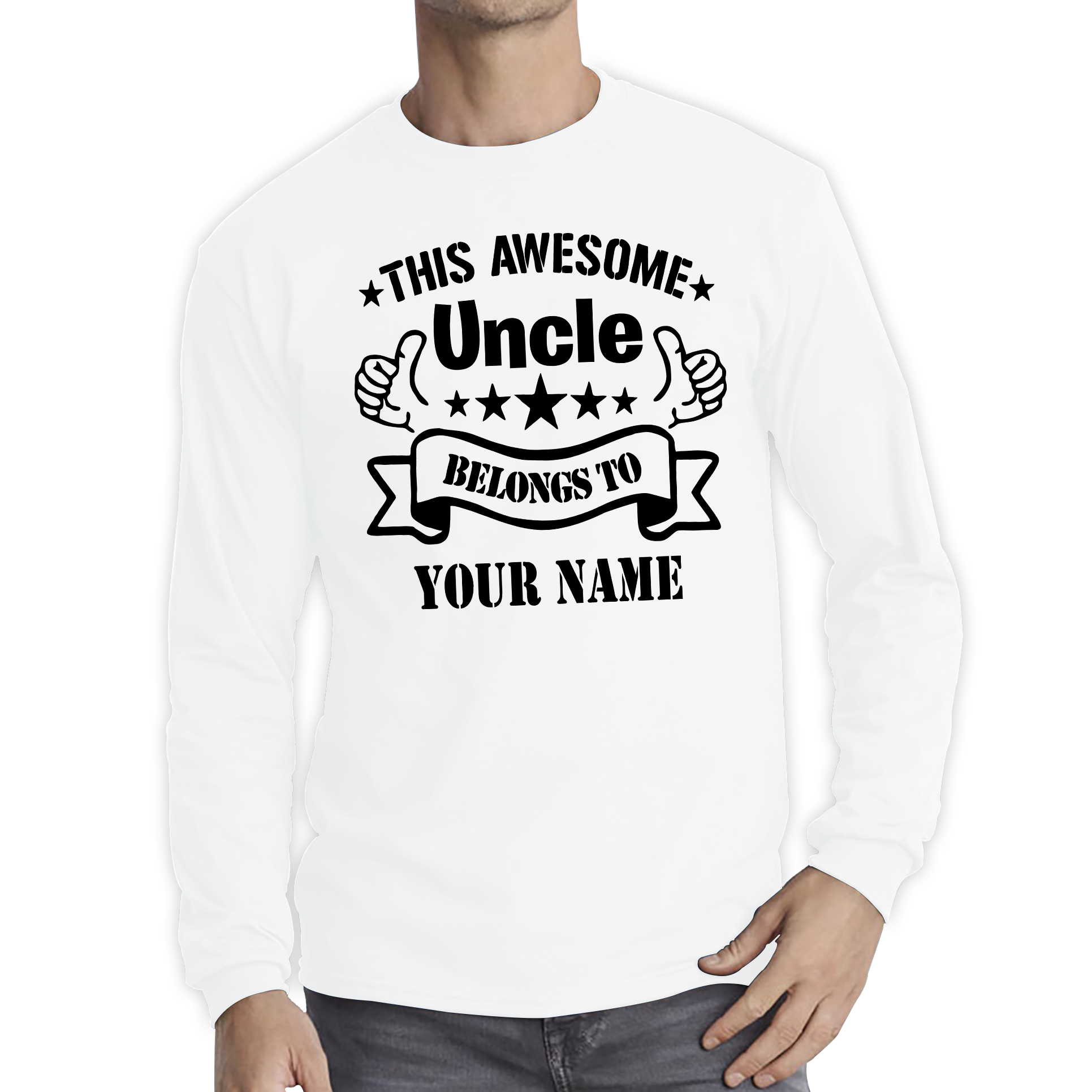 Personalised This Awesome Uncle Belongs To Your Name Shirt Best Uncle Ever Gift Long Sleeve T Shirt