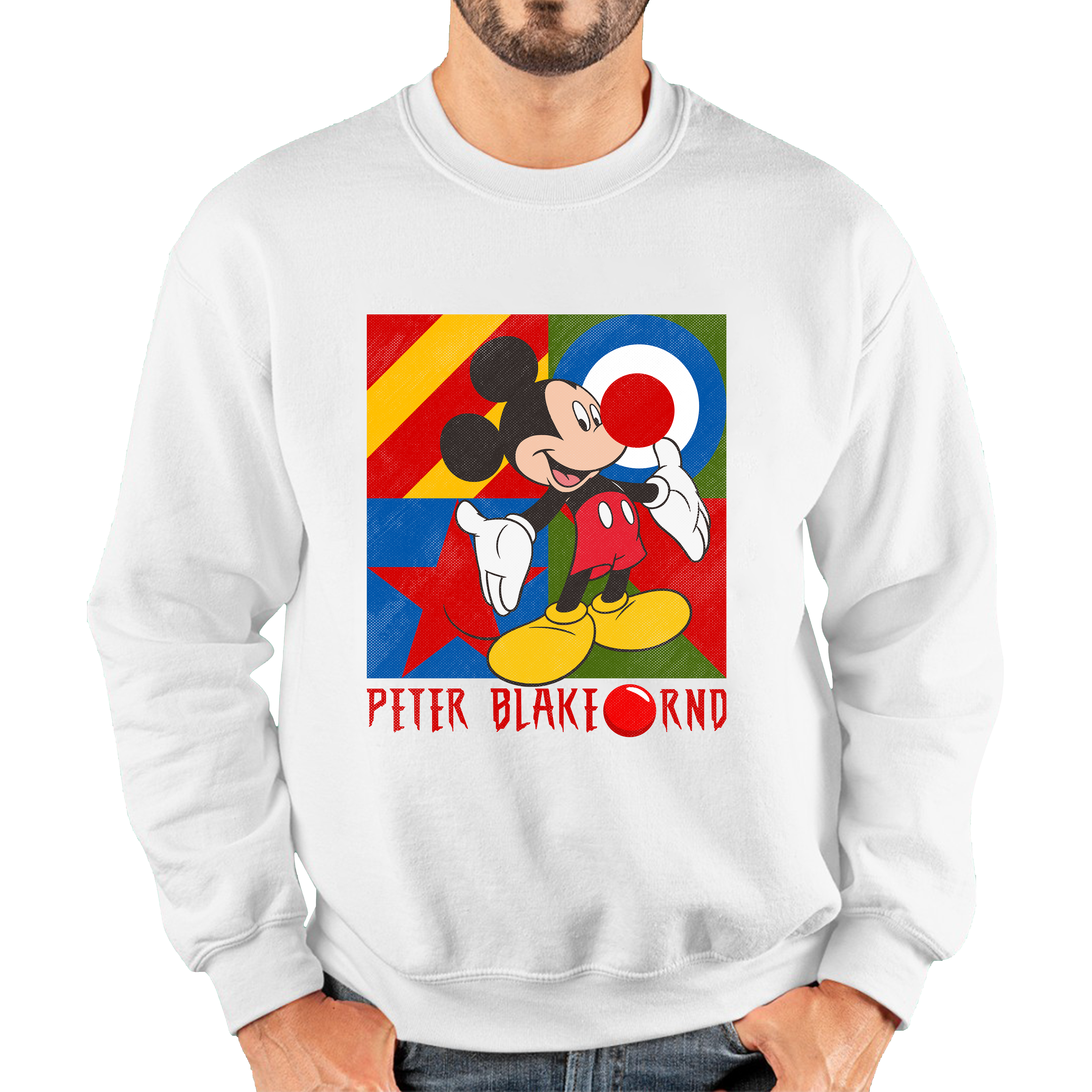 Peter Blake Mickey Mouse Red Nose Day Adult Sweatshirt. 50% Goes To Charity