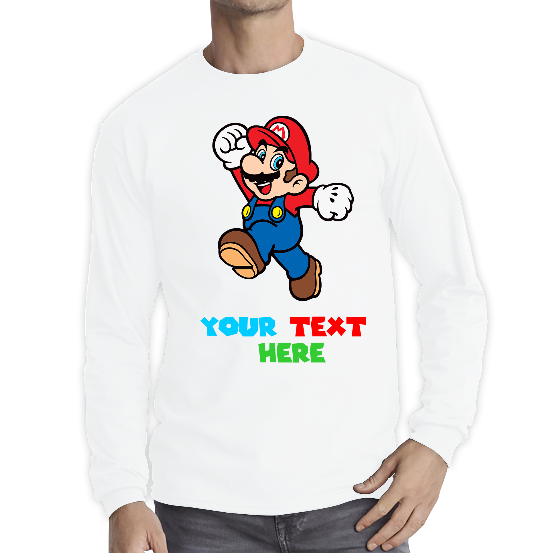 Personalised Your Name Super Mario Shirt Funny Game Lovers Players Video Game Long Sleeve T Shirt