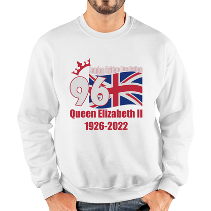 London Bridge Has Fallen 96 Years of Queen Elizabeth II Union Jack British Uk Flag Unisex Sweatshirt
