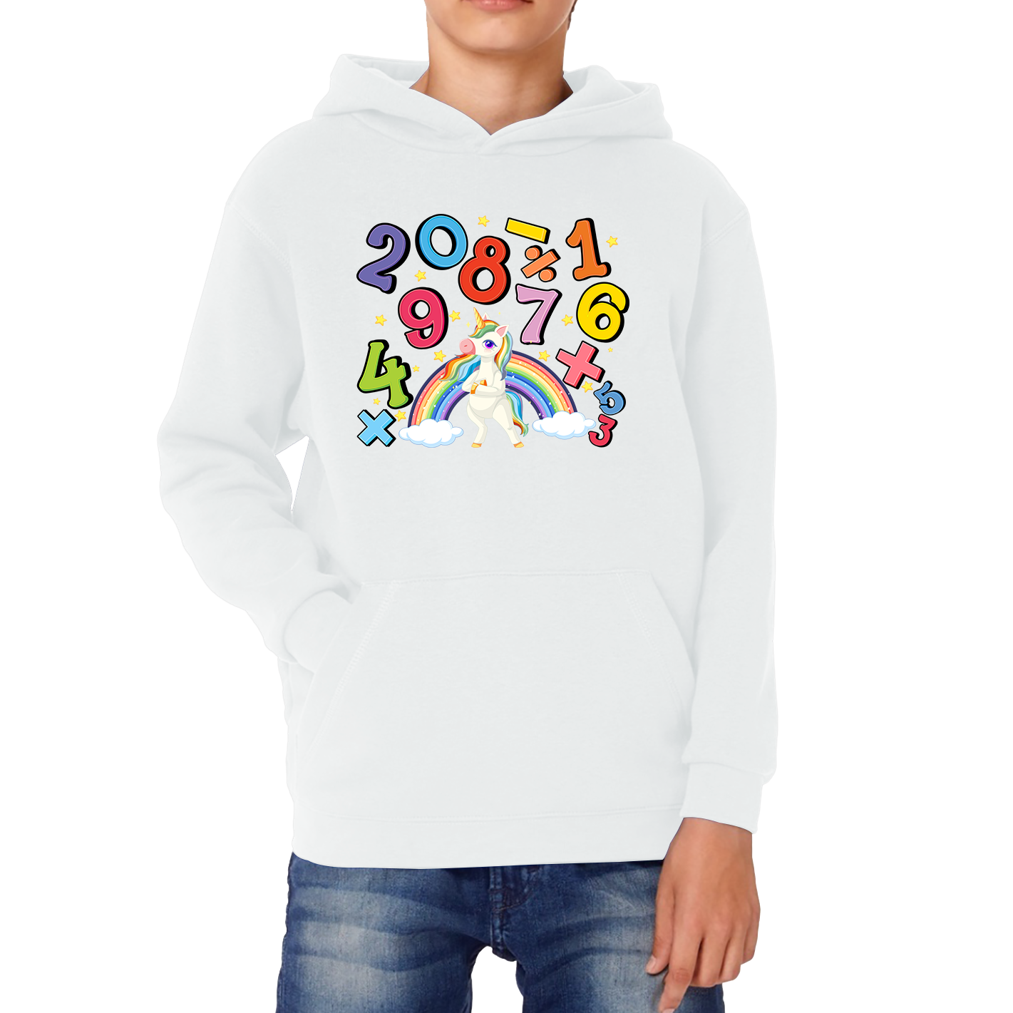 Number Day Unicorn Maths Day World Numbers Day Rainbow Colours Counting Kids Hoodie