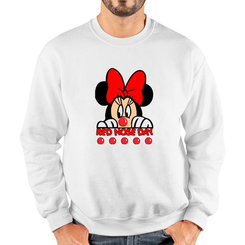 Disney Minnie Mouse Red Nose Day Adult Sweatshirt. 50% Goes To Charity