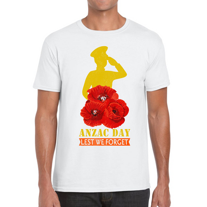 Anzac Day Lest We Forget Poppy Flowers British Veteran T Shirt