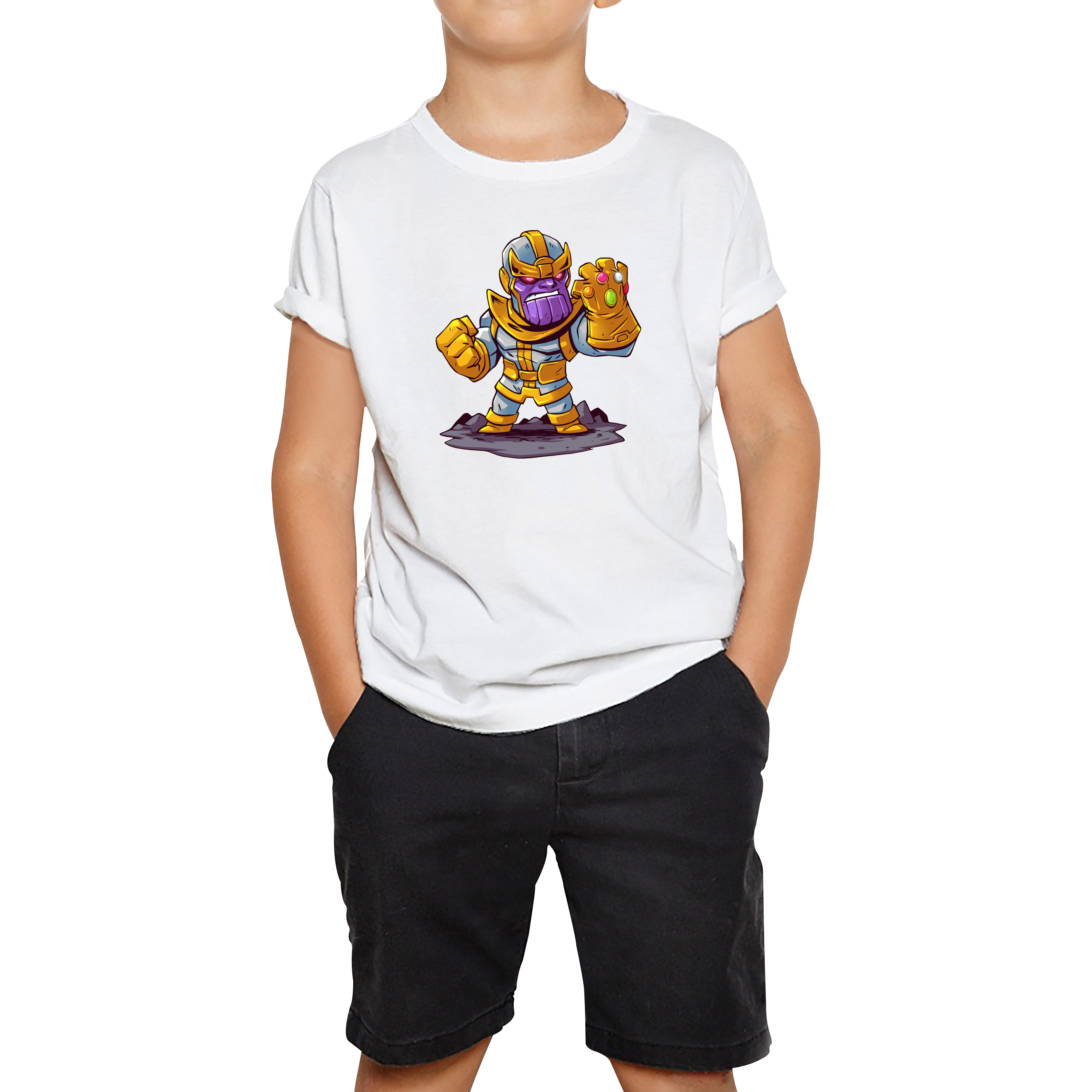 Thanos Mad Titan Cute Cartoon T-Shirt Marvel Avengers Comic Thanos Kids Tee