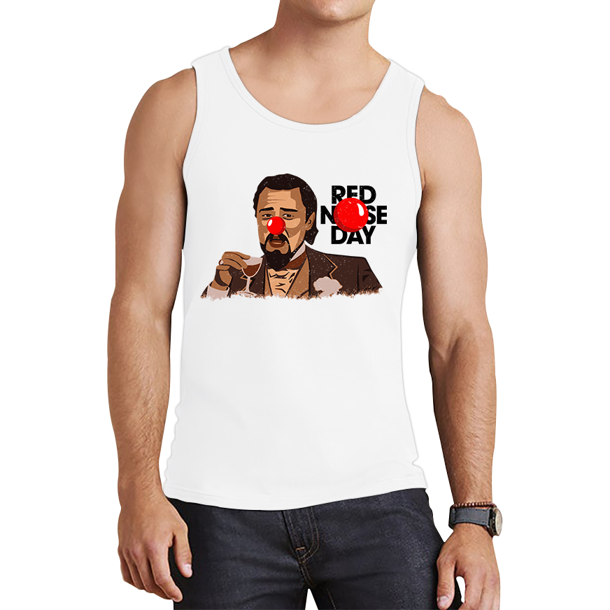 Leonardo Dicaprio Laughing Meme Red Nose Day Tank Top. 50% Goes To Charity