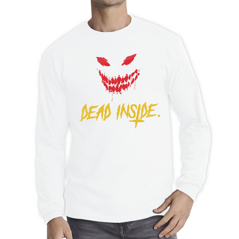 Dead Inside Scary and Horror Face Scary Skull Face Long Sleeve T Shirt