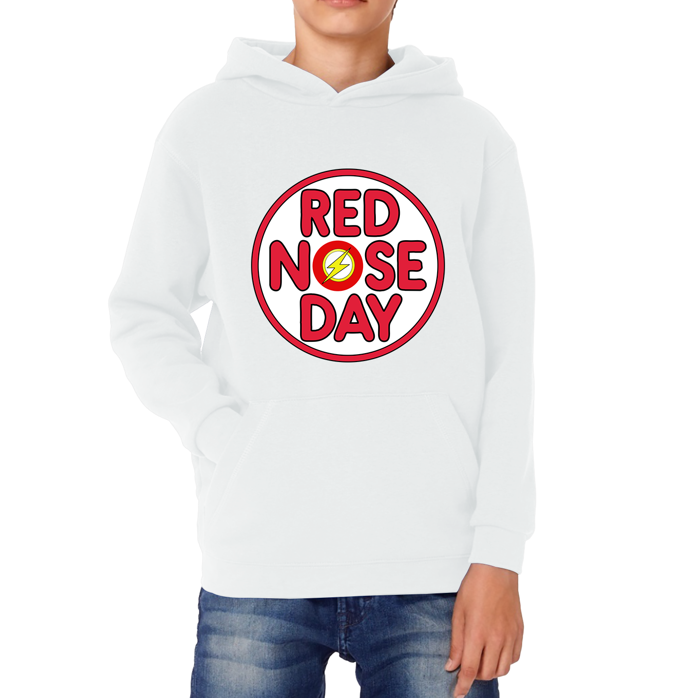 Flash Wally West Red Nose Day Kids Hoodie. 50% Goes To Charity