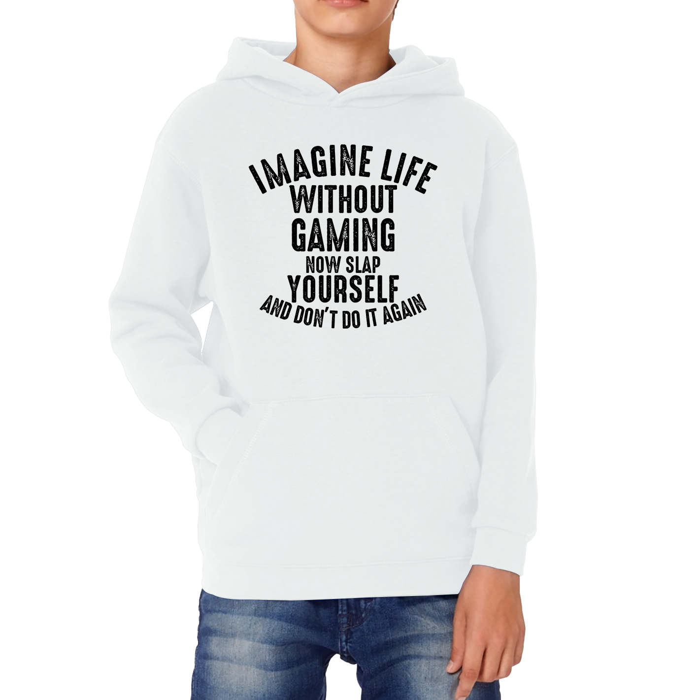 Imagine Life Without Gaming Now Slap Yourself And Don't Do It Again Hoodie Gamer Players Game Lovers Funny Kids Hoodie