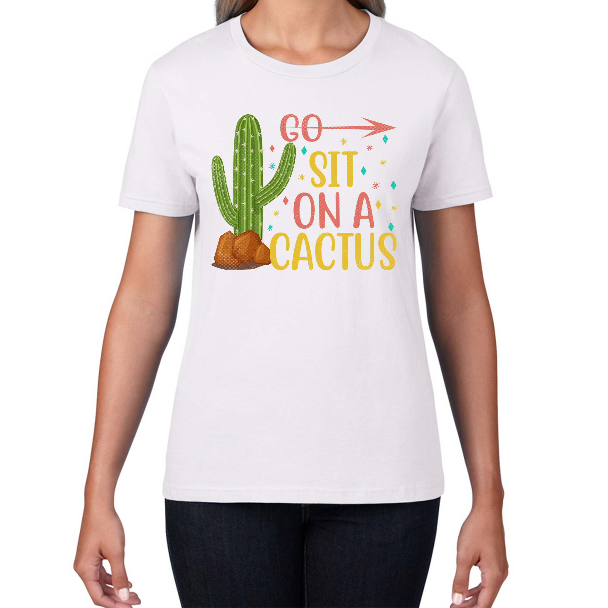 Go Sit On A Cactus Funny Sarcasm Humorous Sarcastic Offensive Rude Wom   Spoofytees