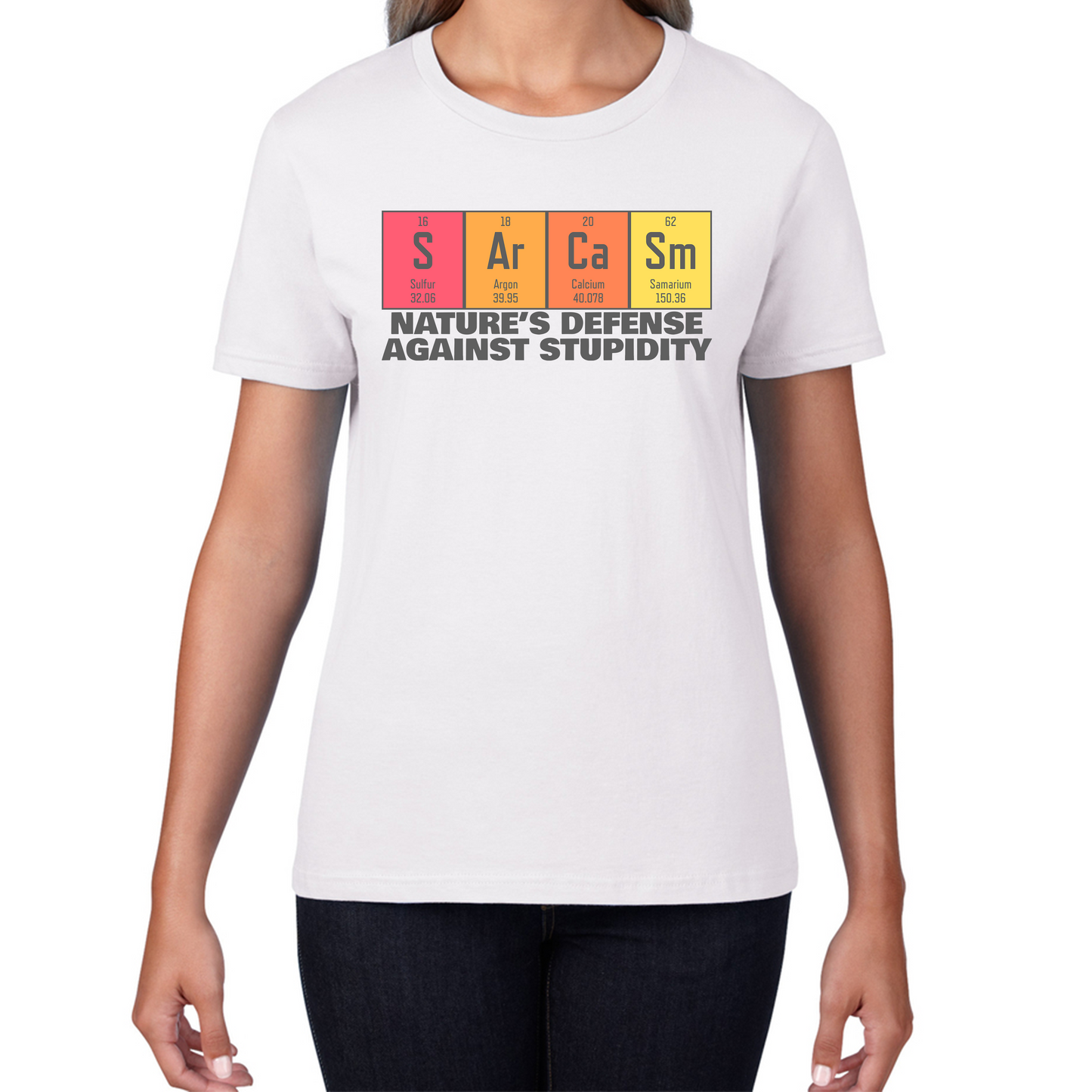 Nature's Defense Against Stupidity Sarcasm Elements Blocks Womens Tee Top