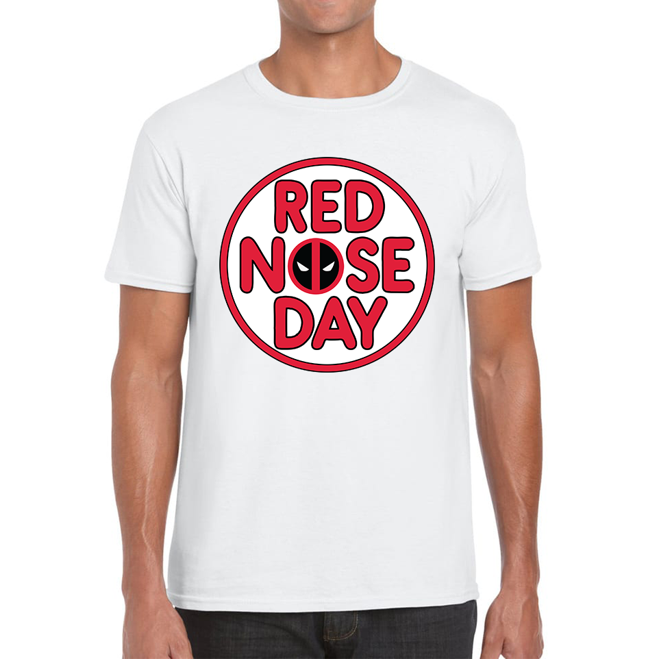 Deadpool Red Nose Day Adult T Shirt. 50% Goes To Charity
