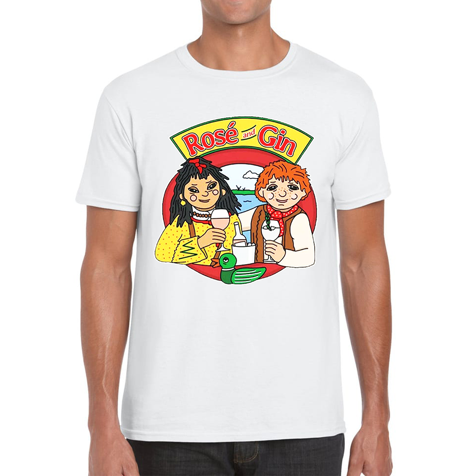 Rosé and Gin Funny 90's TV Show Rosie and Jim Boat Wine T Shirt