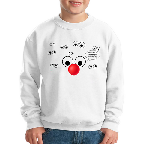 Be Yourself Everyone Else Is Already Taken Red Nose Day Eyes Comic Relief Awareness Quote Oscar Wilde Kids Jumper