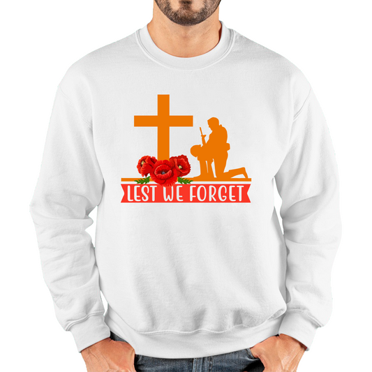 Lest We Forget Anzac Day Poppy Flowers British Armed Forces Sweatshirt