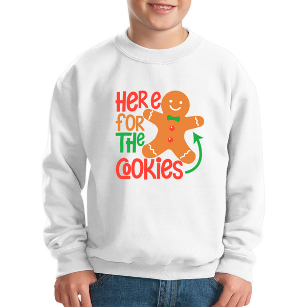 Gingerbread Here For The Cookies Funny Xmas Cookies Kids Jumper
