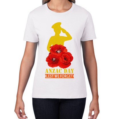 Anzac Day Lest We Forget Poppy Flowers British Veteran T Shirt