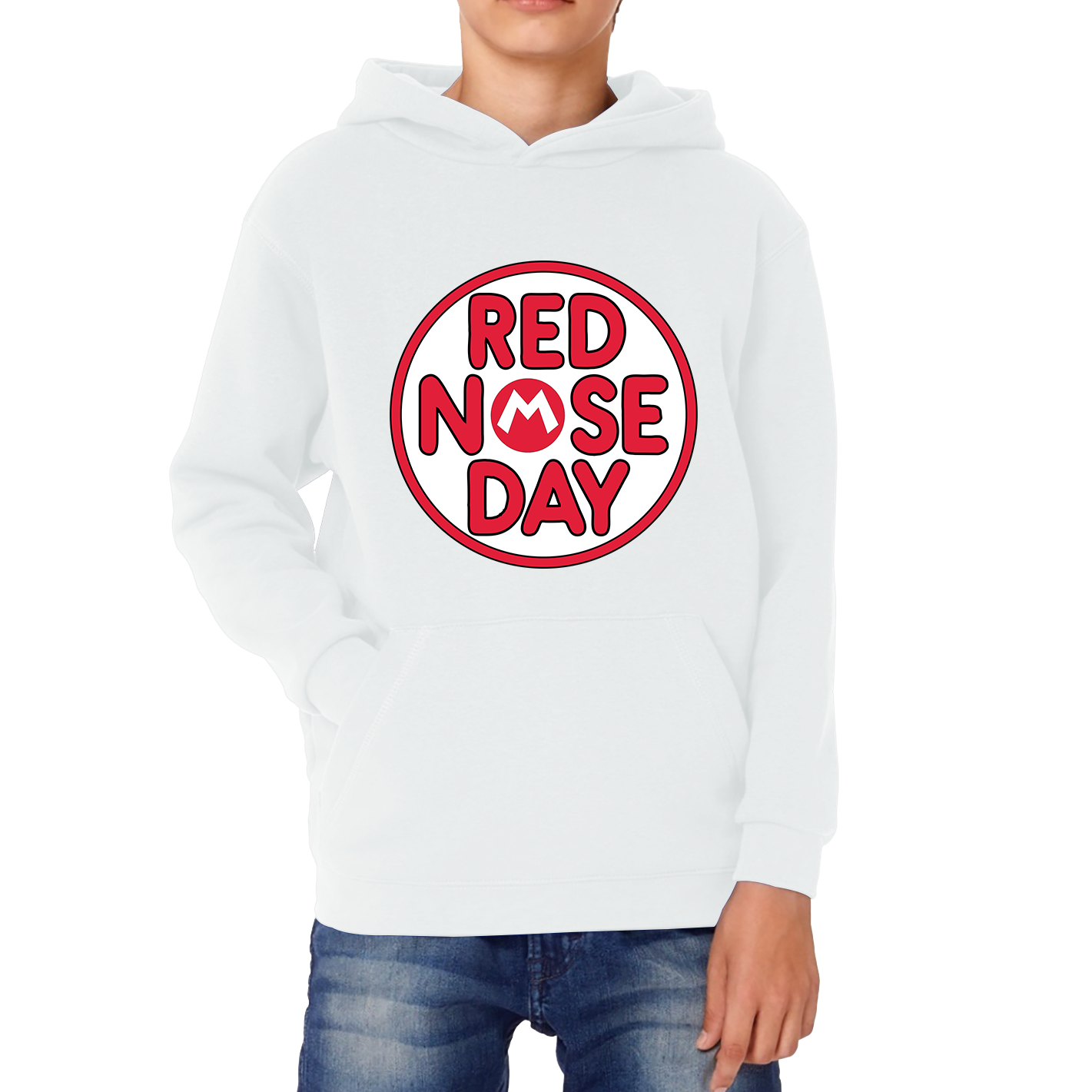Super Mario Red Nose Day Kids Hoodie. 50% Goes To Charity