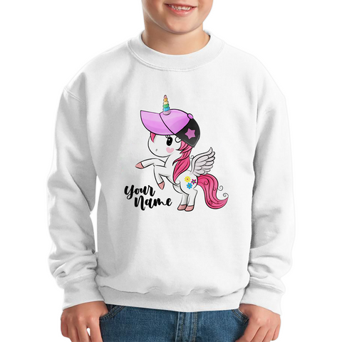 Personalised Your Name Little Unicorn Horse Funny Kids Sweatshirt