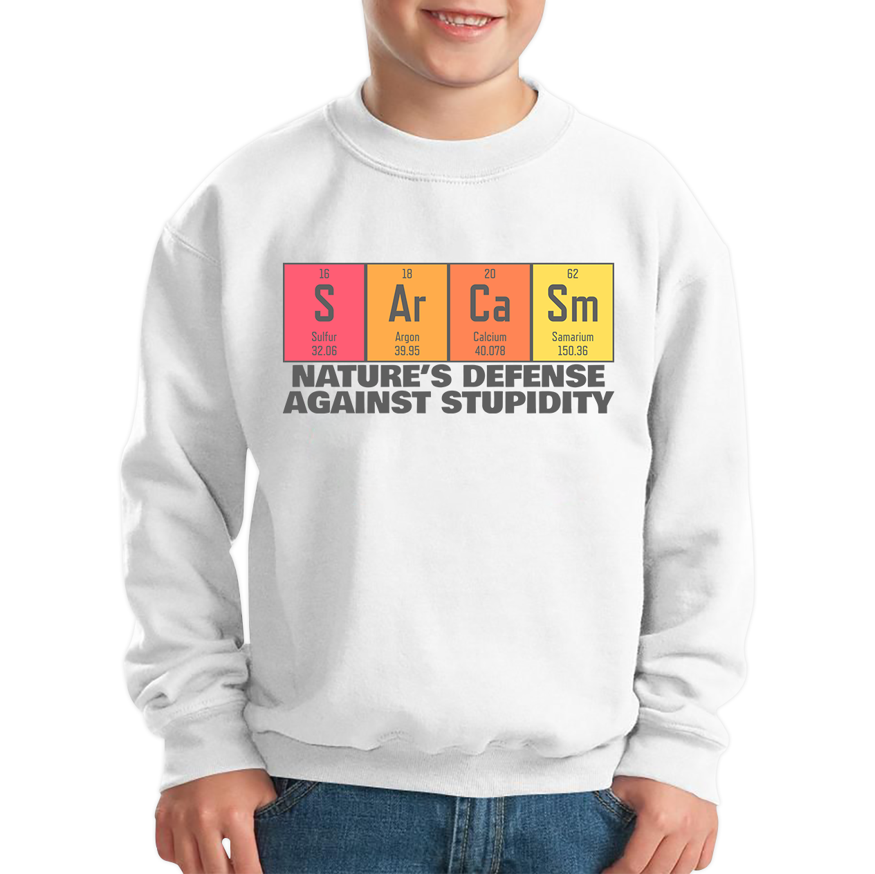 Nature's Defense Against Stupidity Sarcasm Elements Blocks Kids Jumper