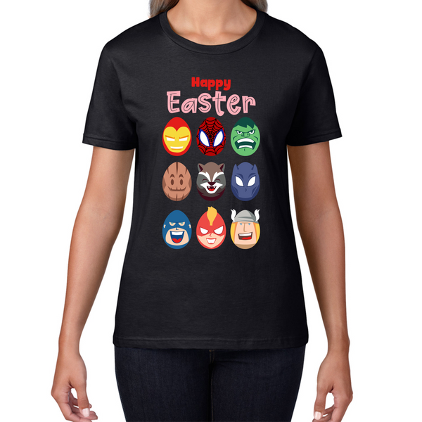 Happy Easter Marvel Avengers Characters Face Avengers Characters Easter Day Happy Easter Cute Superhero Womens Tee Top