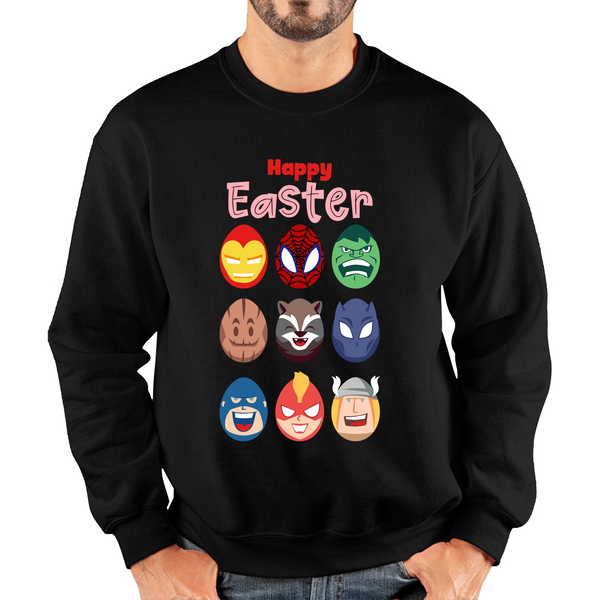 Happy Easter Marvel Avengers Characters Face Avengers Characters Easter Day Happy Easter Cute Superhero Unisex Sweatshirt
