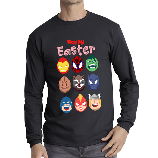 Happy Easter Marvel Avengers Characters Face Avengers Characters Easter Day Happy Easter Cute Superhero Long Sleeve T Shirt