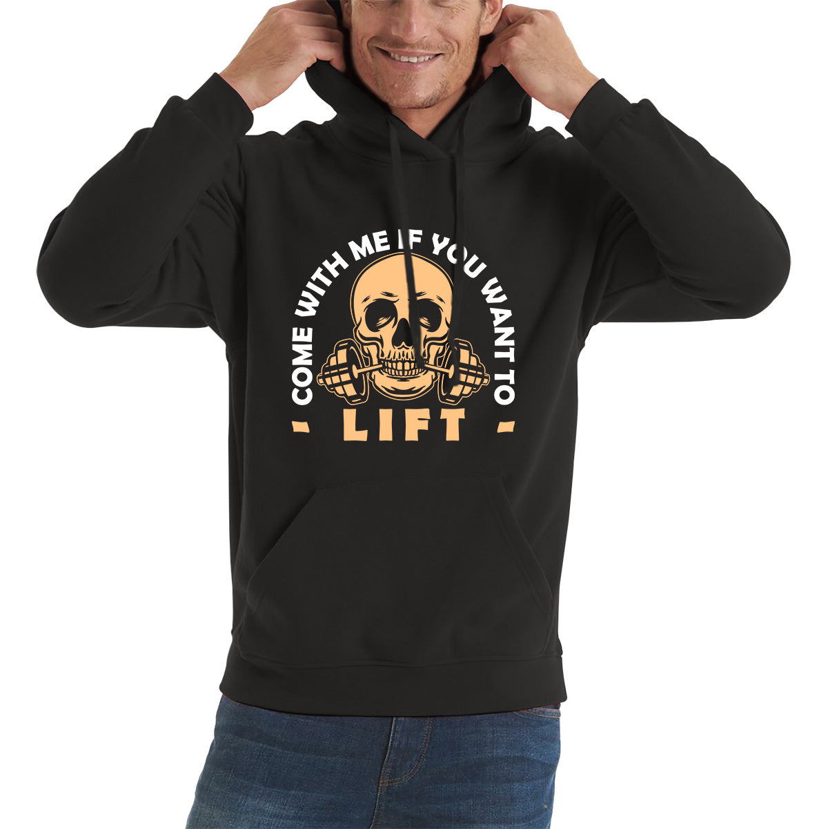 Gym Skull Come With Me If You Want Lift Skull Gym Dumbell Workout Fitness Weight Lifting Bodybuilders Unisex Hoodie