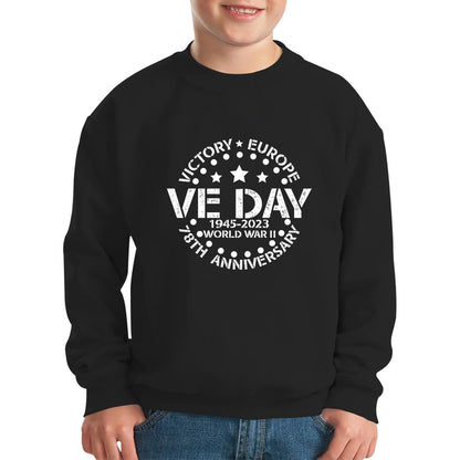 Victory In Europe VE Day 1945-2023 78th Anniversary Armed Forces Victory Day Remembrance Day Kids Jumper