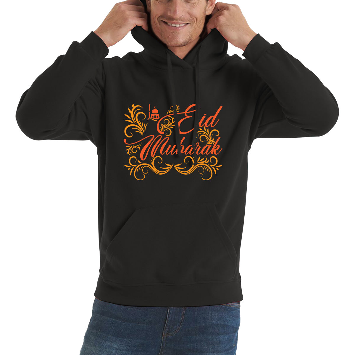 Happy Eid Mubarak Muslims Festival Islamic Religious Fasting Month Celebration Holy Month Adult Hoodie