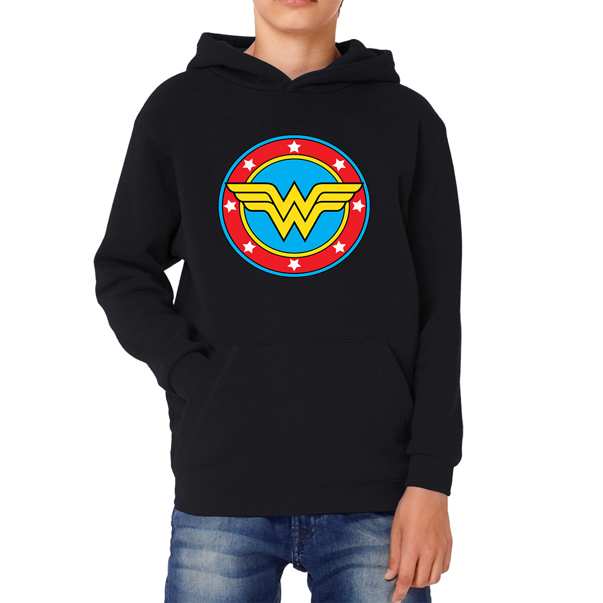 Wonder Woman Shield Logo Superhero Wonder Girl Comic Book Character Super Woman Kids Hoodie