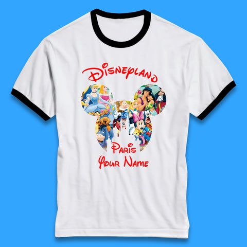 Personalised Disney Land Paris Mickey Minnie Mouse All Disney Characters Cartoons Magical Kingdom Disney Castle Disneyland Vacation Trip Ringer T Shirt