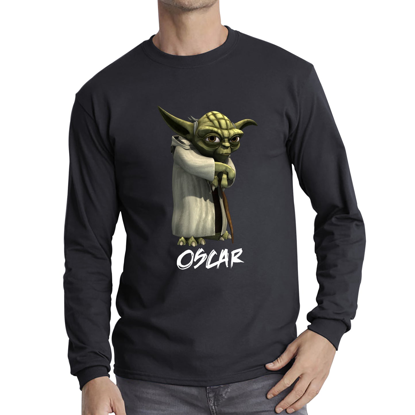 Personalized Yoda May The 4th Be With You Green Humanoid Alien Star Wars Day Disney Star Wars 46th Anniversary Long Sleeve T Shirt