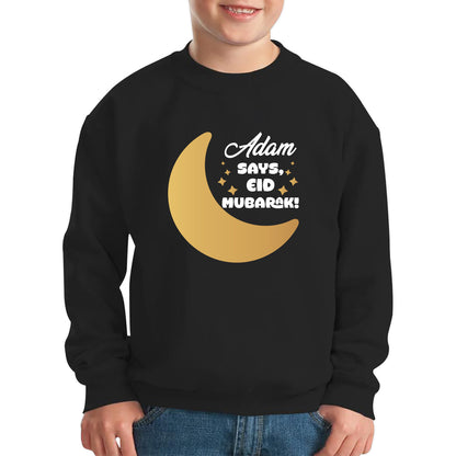 Personalised Your Name Says Eid Mubarak Moon Islamic Blessed Festive Celebration Religious Holy Month Kids Jumper