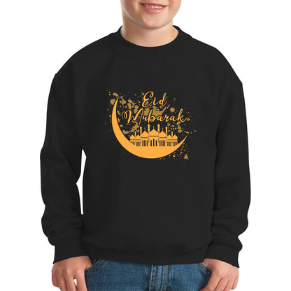 Eid Mubarak Crescent Moon Muslims Religious Islamic Mosque Holy Month Blessed Eid Festival Kids Jumper