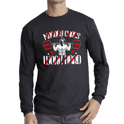 Nobody Cares Work Hard spartan Gym Training Motivational Quote Fitness Workout Long Sleeve T Shirt