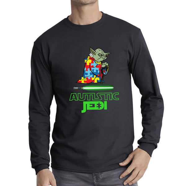 Autistic Jedi Old Yoda Star Wars Autism Awareness Star Wars Day 46th Anniversary Green Humanoid Alien Long Sleeve T Shirt