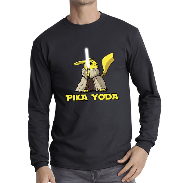Pika Yoda Pikachu As Master Yoda Jedi Pokémon Star Wars Parody Jedi Pika Star Wars Day 46th Anniversary Long Sleeve T Shirt
