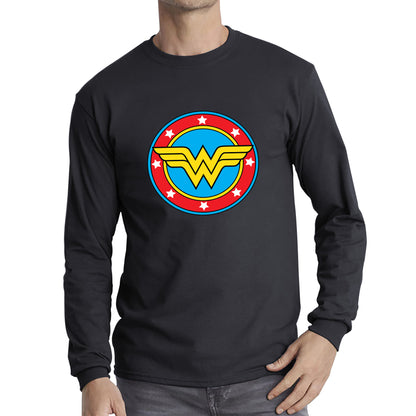 Wonder Woman Shield Logo Superhero Wonder Girl Comic Book Character Super Woman Long Sleeve T Shirt