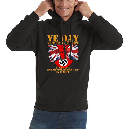 VE Day Victory In Europe End Of World War II Victory Day Armed Forces Veterans 8 May 78th Anniversary Unisex Hoodie