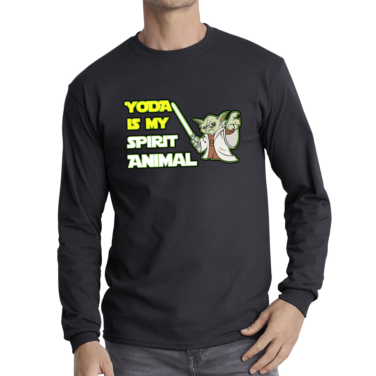 Yoda Is My Spirit Animal Yoda Legendary Jedi Master Disney Star Wars Day 46th Anniversary Long Sleeve T Shirt
