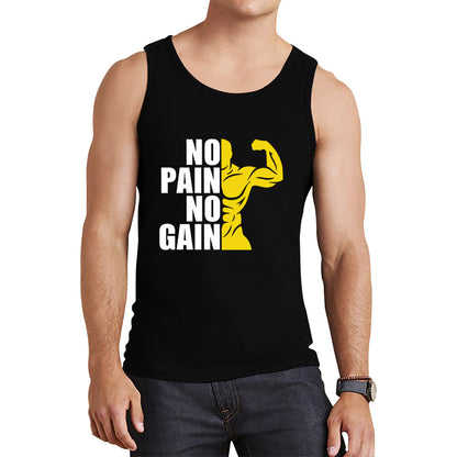 No Pain No Gain Gym Workout Fitness Bodybuilding Training Motivational Quote Muscle Body Flexing Tank Top