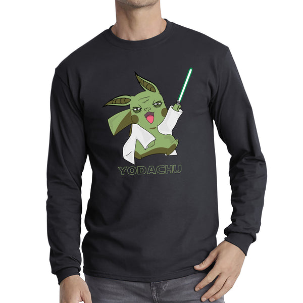 Yodachu Anime Lightsaber Movie Nintendo Parody Pikachu Pokémon Stars Wars Video Game Yoda Star Wars 46th Anniversary Long Sleeve T Shirt