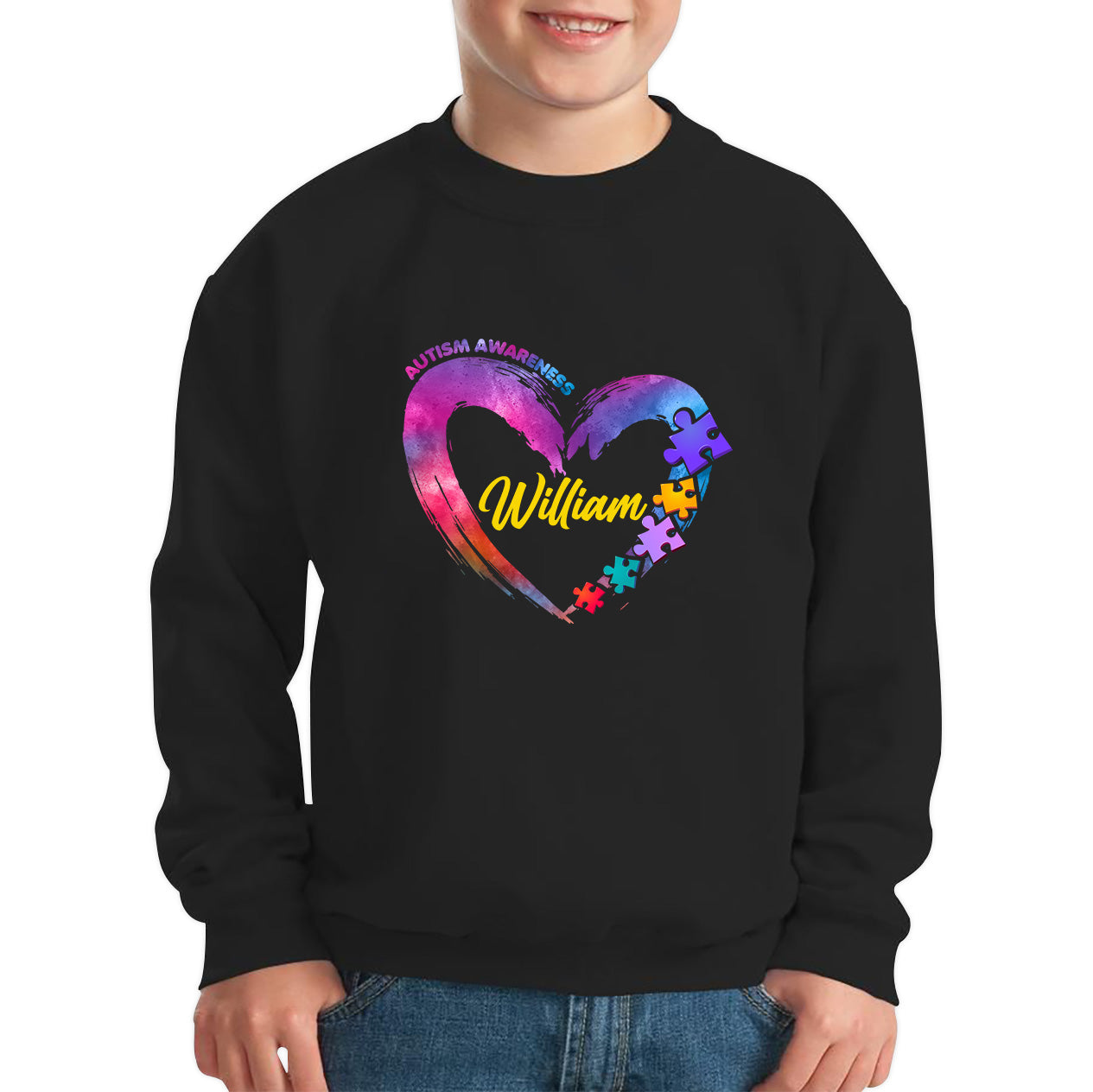 Personalised Autism Awareness Puzzle Pieces Your Name Autism Support Autistic Pride Autism Warrior Kids Jumper