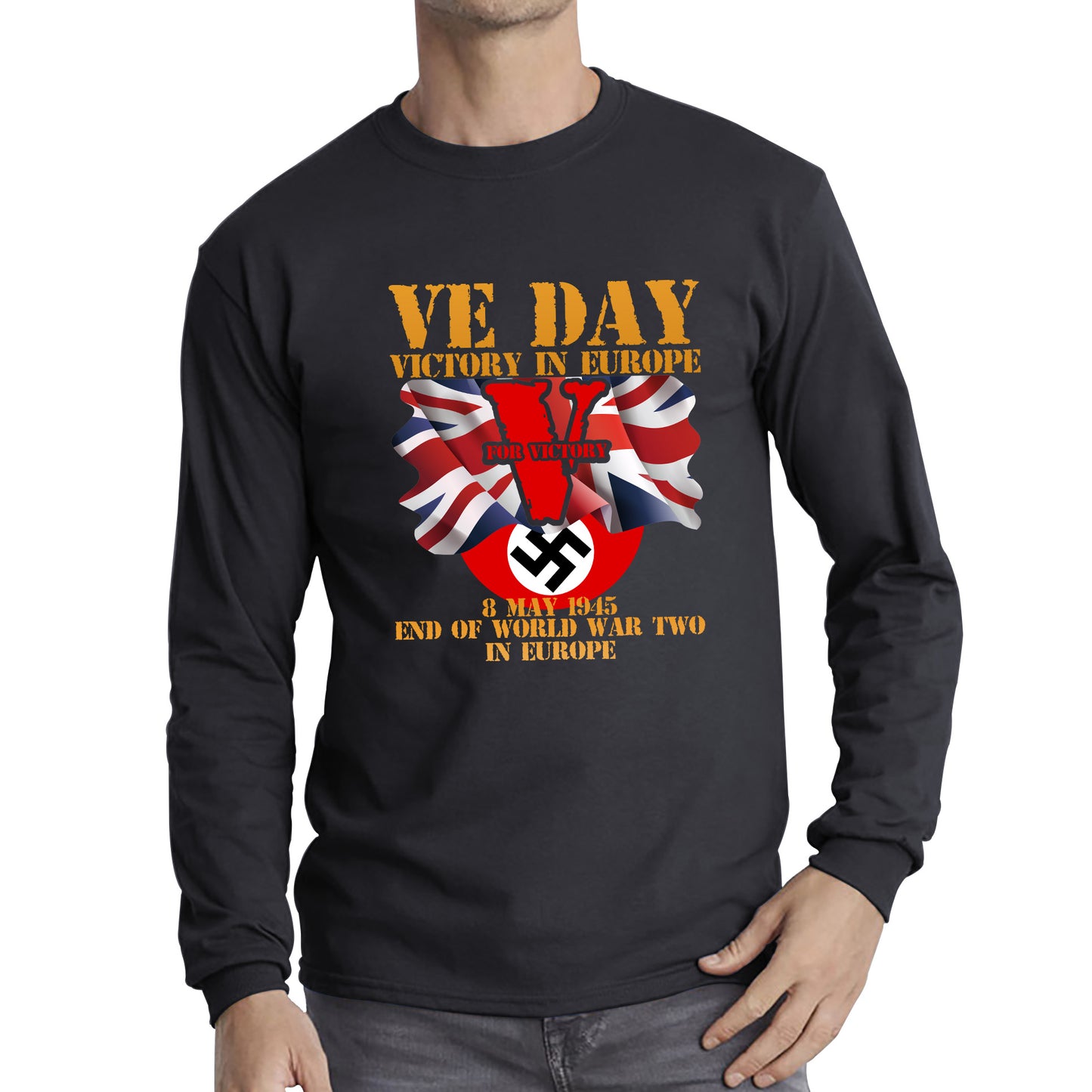 VE Day Victory In Europe End Of World War II Victory Day Armed Forces Veterans 8 May 78th Anniversary Long Sleeve T Shirt