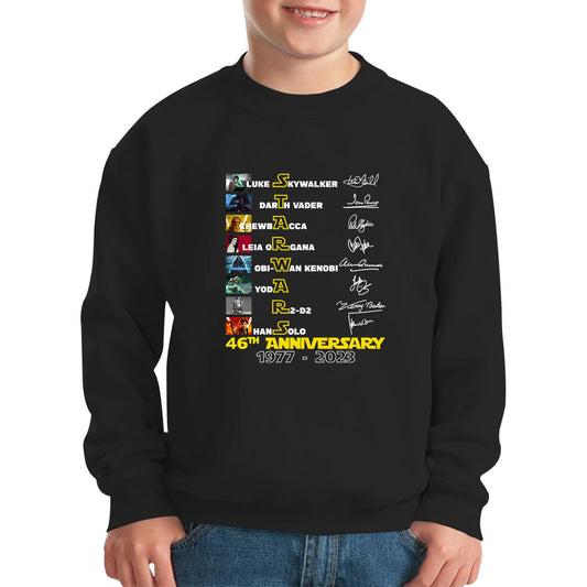 Star Wars 46th Anniversary 1977-2023 All Characters Signatures Disney Star Wars Day Anniversary Kids Jumper