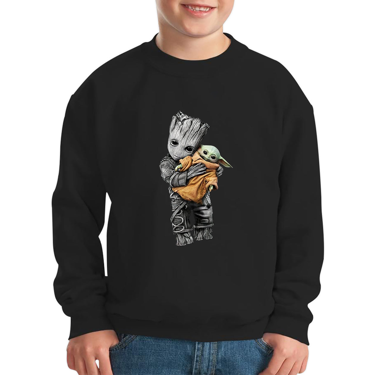 Baby Groot Holding Baby Yoda Avengers Hero Star Avenger Jedi Wars Star Wars Day 46th Anniversary Kids Jumper