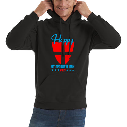Happy St George's Day 2023 Saint George Cross Shield England Flag Religious Warriors St George Day Unisex Hoodie
