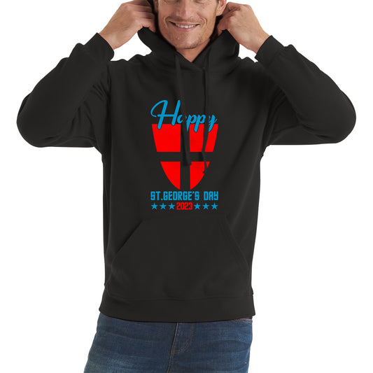 Happy St George's Day 2023 Saint George Cross Shield England Flag Religious Warriors St George Day Unisex Hoodie
